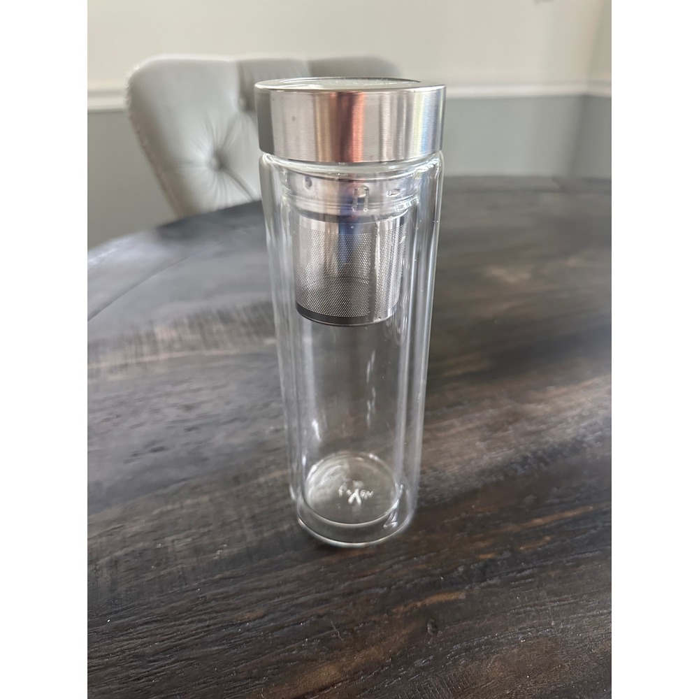 Glass Tryeh Infuser Bottle with S.S ‎ Mesh Strainer Double Wall Insulate
